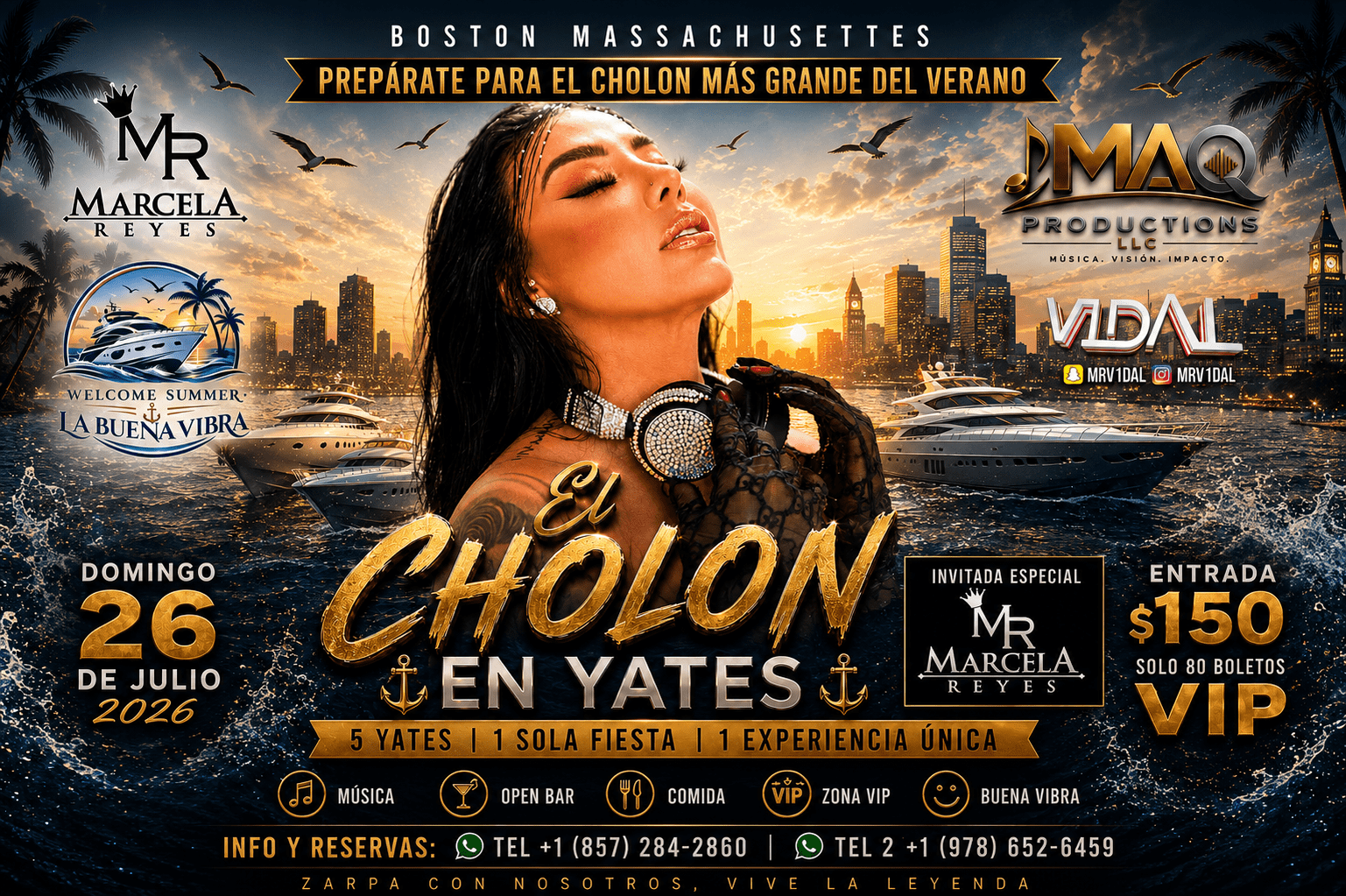 🛥️ CHOLÓN EN LOS YATES – ¡El Evento del Verano en Boston! ☀️