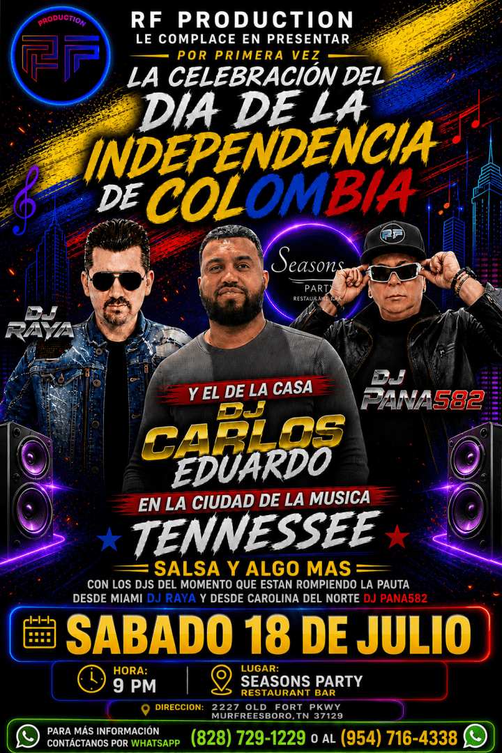 POR PRIMERA VEZ EN NASHVILLE TENNESSEE CELEBRANDO EL DIA DE LA INDEPENDENCIA DE COLOMBIA