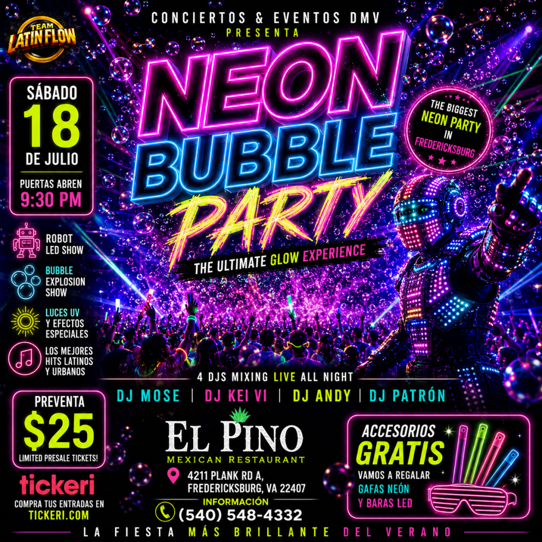 Neon Bubble Party en El Pino Fredericksburg