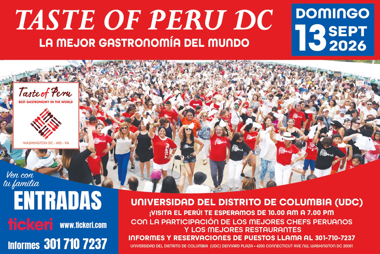 TASTE OF PERU DC / EL AUTÉNTICO FESTIVAL GASTRONÓMICO DEL DMV! / 13 DE SEPTIEMBRE 2026