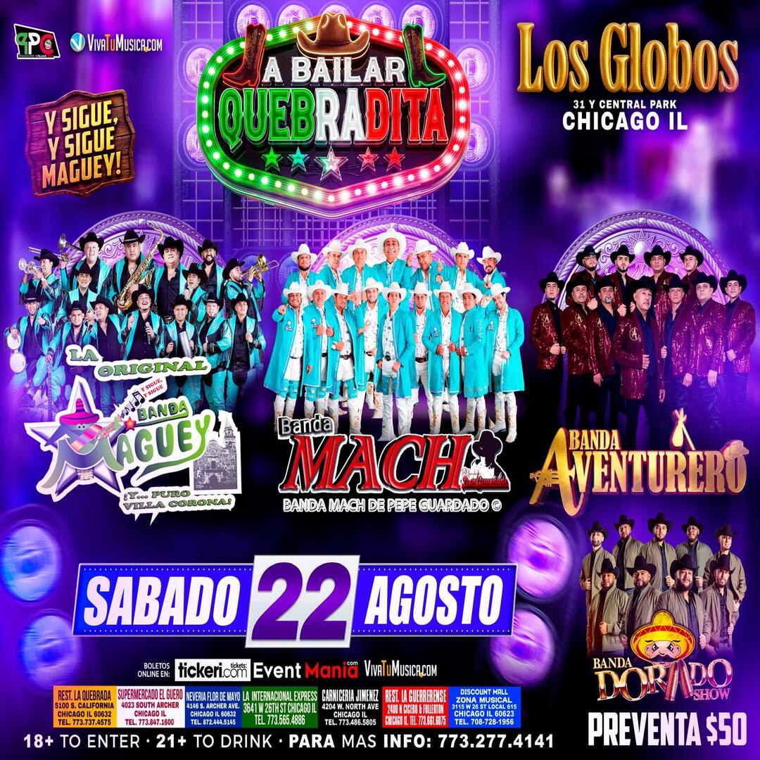 Banda Mach, Banda Aventurero, Banda Dorado Show and others in Chicago