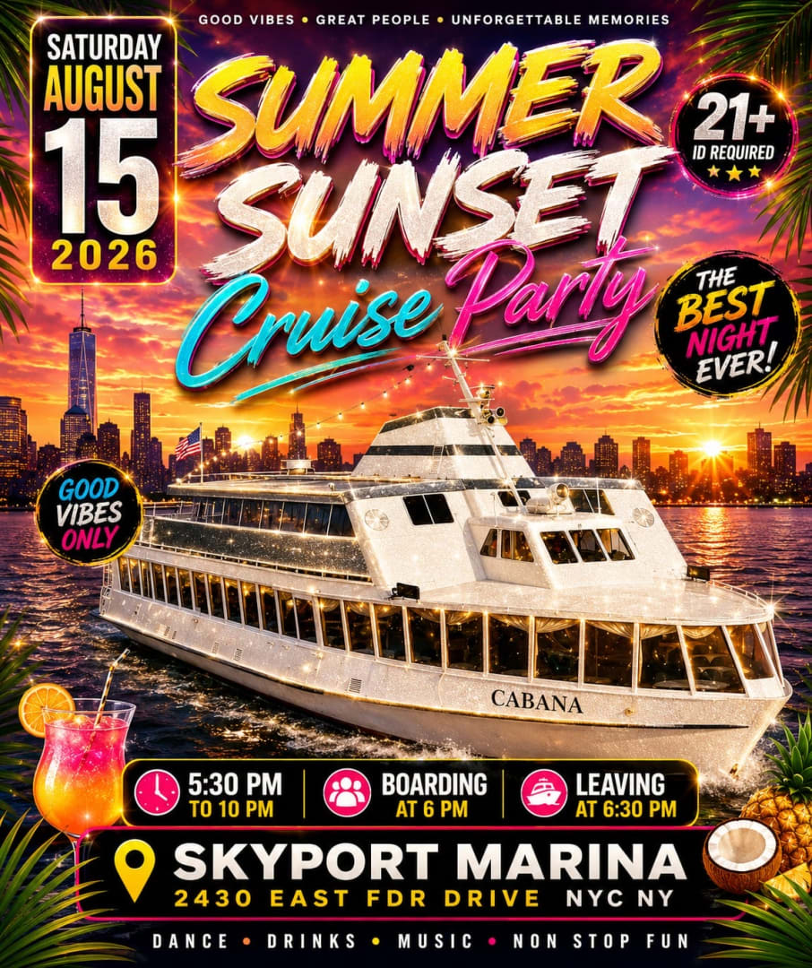 Crucero de fiesta al atardecer de verano en Cabana