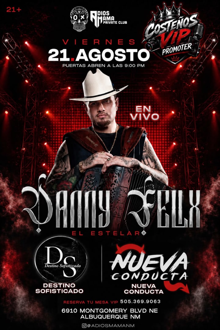 Danny Felix Viernes 21 de Agosto en Adios Mama