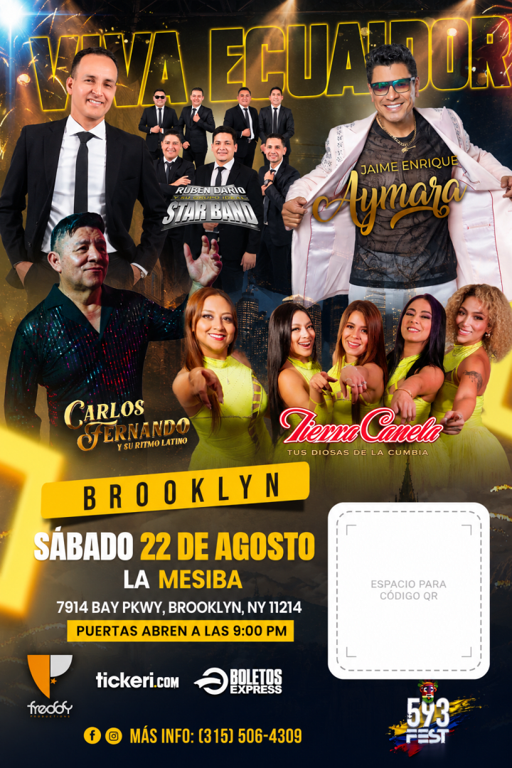 TIERRA CANELA, RUBEN DARIO Y SU GRUPO IDEAL STAR BAND, JAIME ENRIQUE AYMARA ,CARLOS FERNANDO & SU RITMO LATINO EN BROOKLYN