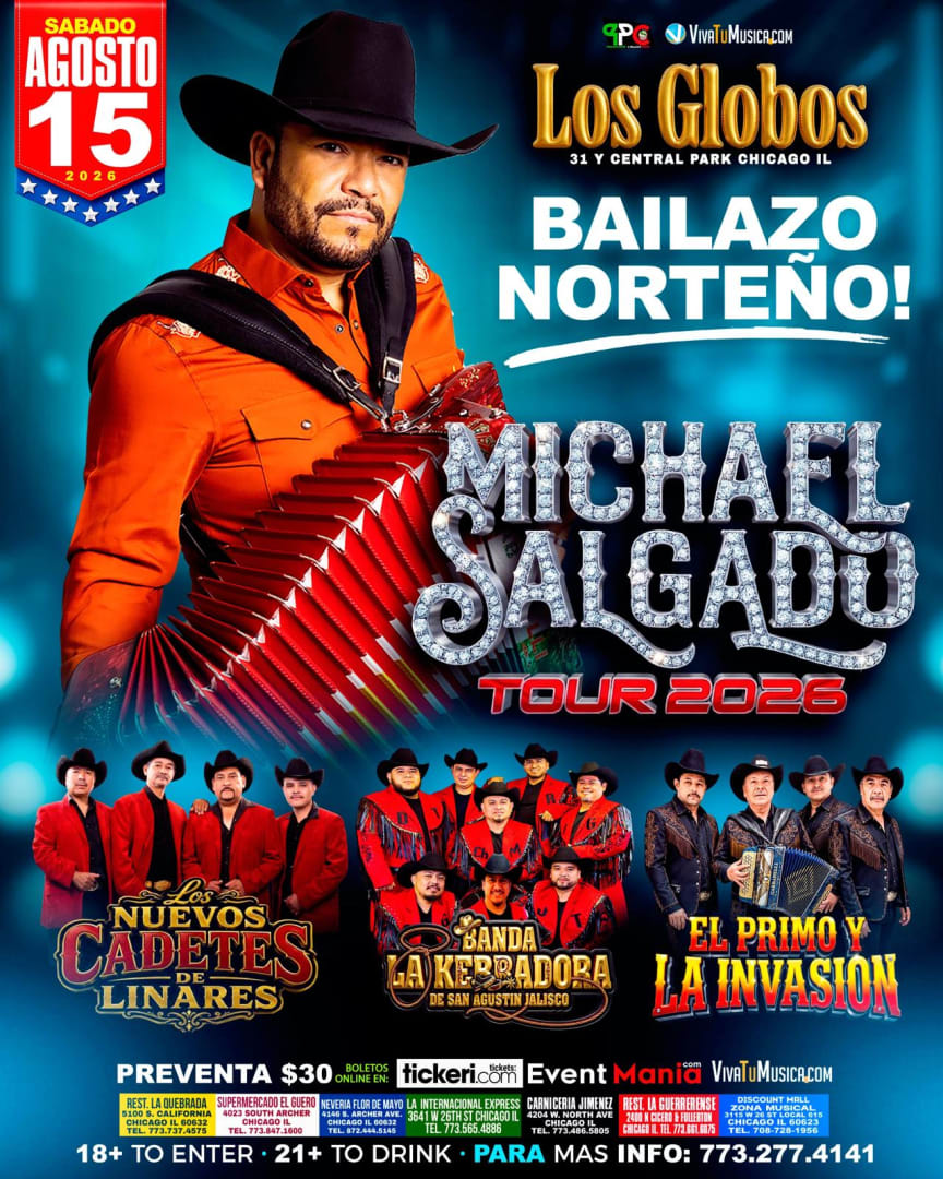 Michael Salgado Los Nuevos Cadetes de Linares, Banda La Kebradora de San Agustín Jalisco, El Primo y La Invasión en Chicago
