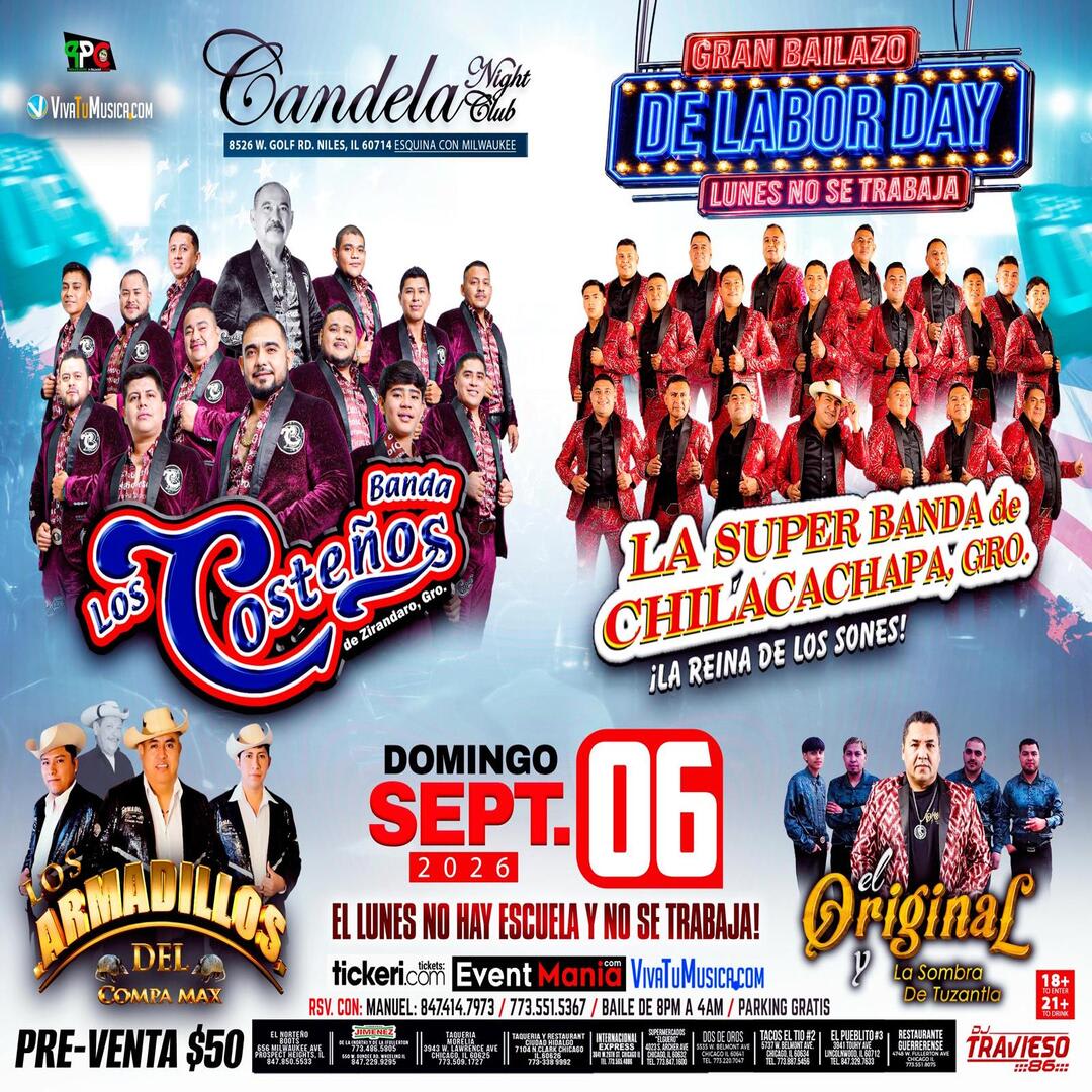 Banda Los Costeños de Zirándaro, Gro. La Súper Banda de Chilacachapa, Gro. Los Armadillos del Compa Max El Original y La Sombra de Tuzantla en Illinois