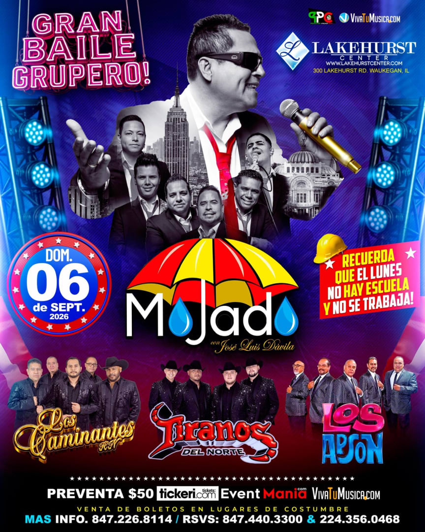 Gran Baile Grupero Mojado con José Luis Dávila, Los Caminantes, Tiranos del Norte y Los Apson en Waukegan