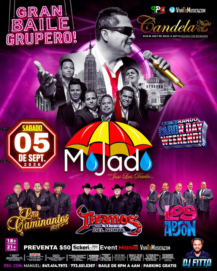 Gran Baile Grupero Mojado con José Luis Dávila, Los Caminantes, Tiranos del Norte y Los Apson en Niles