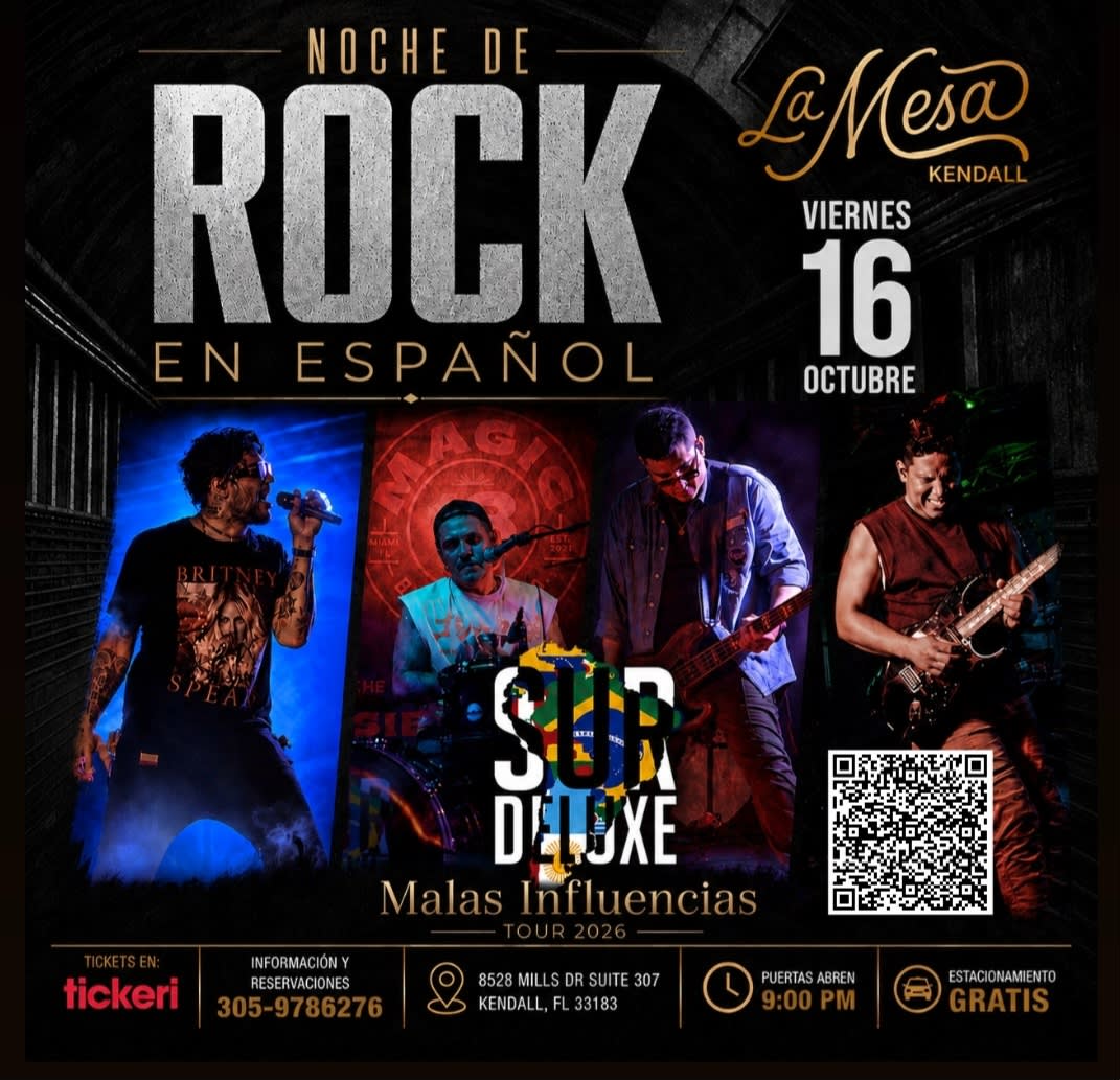 NOCHE DE ROCK EN ESPAÑOL EN KENDALL FL. con SurDeluxe. Un homenaje a los Grandes Clásicos de los 80's 90's y 00's