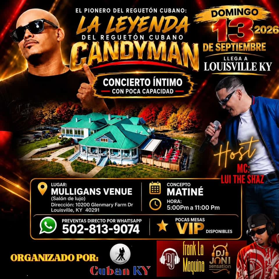 LA LEYENDA DEL REGUETON CUBANO: CANDYMAN EN CONCIERTO EN LOUISVILLE KENTUCKY