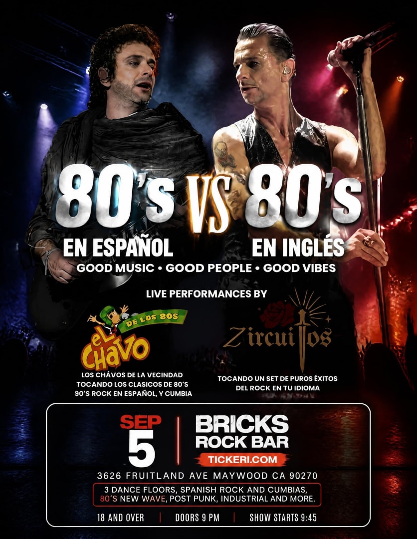 80’s EN ESPAÑOL VS 80’s EN INGLES CON DOS BANDAS EN VIVO