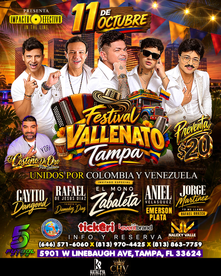 Festival Vallenato Tampa – Con El Mono Zabaleta, Aniel Velasquez, Rafael de Jesus Diaz, Cayito Dangond, Yo me Llamo Rafael Orozco - Unidos por Colombia y Venezuela