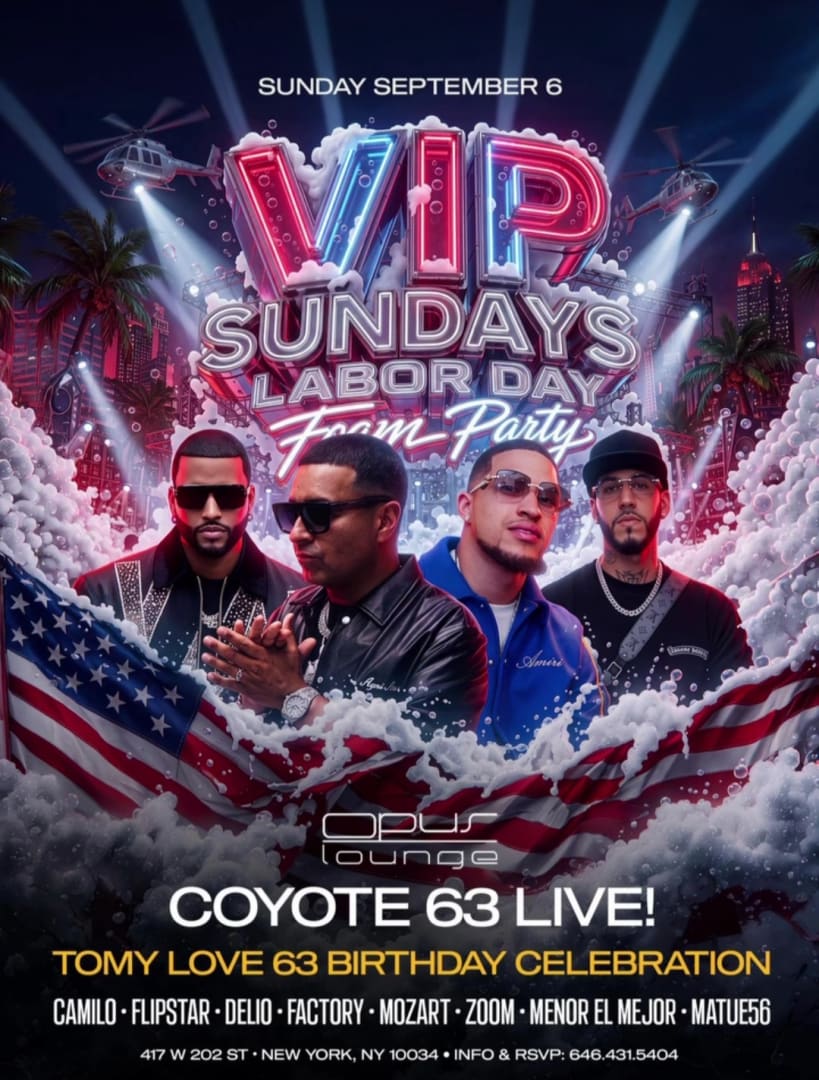 VIP Sundays Labor Day Weekend Foam Party Coyote 63 Live With DJ Camilo At Opus Lounge