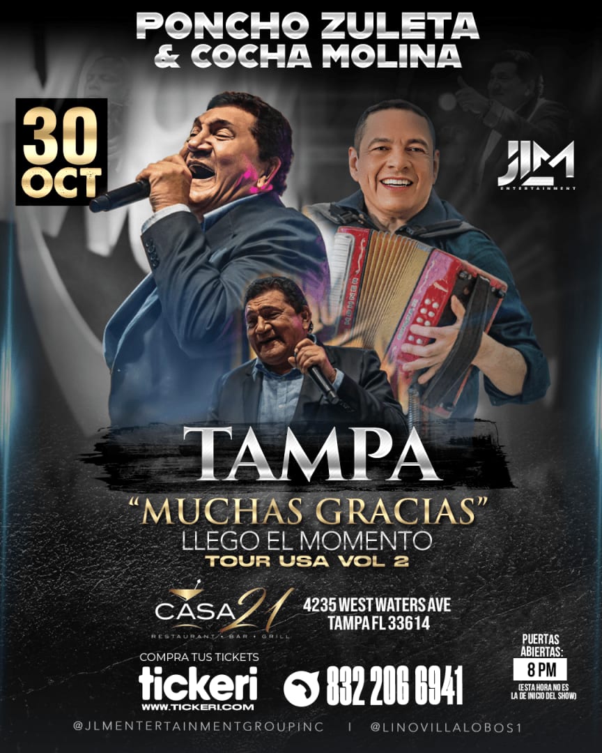 Poncho Zuleta & Cocha Molina en Concierto en Tampa