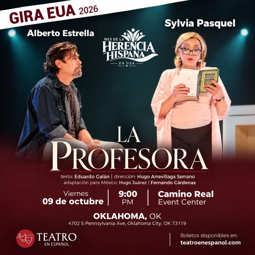 La Profesora, sensacional obra teatral con Sylvia Pasquel y Alberto Estrella en Oklahoma City el 9 de Octubre