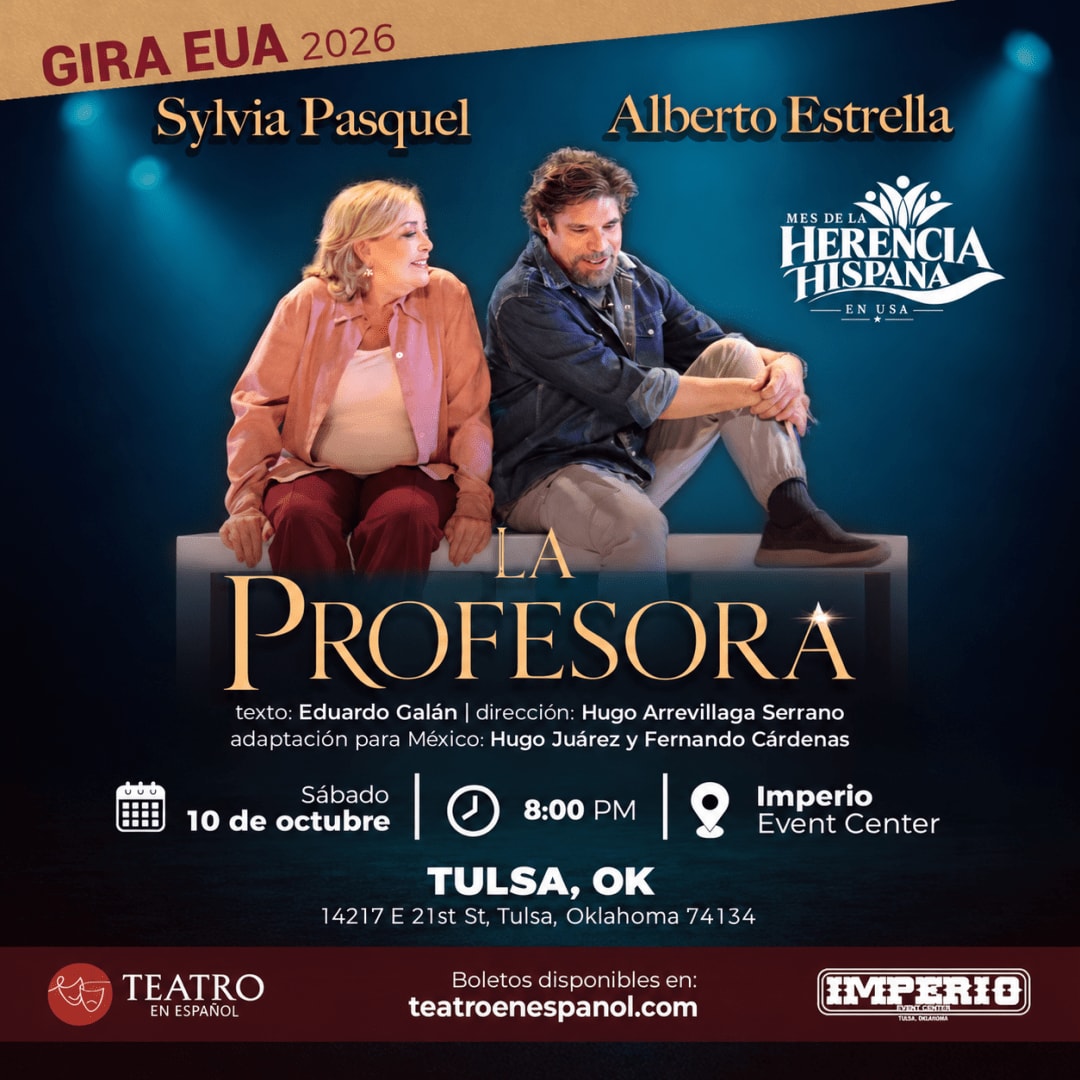 La Profesora, sensacional obra teatral con Sylvia Pasquel y Alberto Estrella en Tulsa Oklahoma, el 10 de Octubre