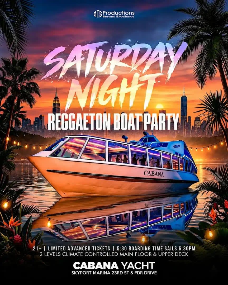 Reggaeton Boat Party NYC | Cabana Yacht at Skyport Marina | Oct 03