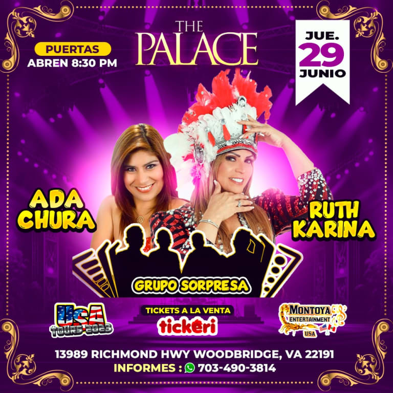 Event - ADA CHURA, RUTH KARINA & GRUPO SORPRESA EN VIRGINIA - Woodbridge, Virginia - June 29, 2023 | concert tickets