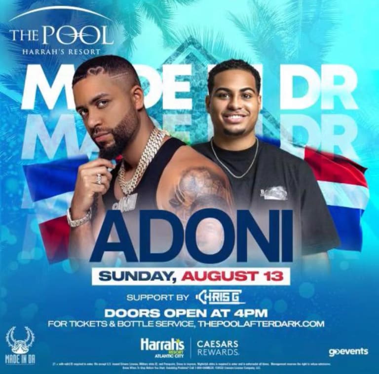 Event - Made In DR Pool Party DJ Adoni Live At The Pool Harrahs Resort - Atlantic City, New Jersey - August 13, 2023 | concert tickets