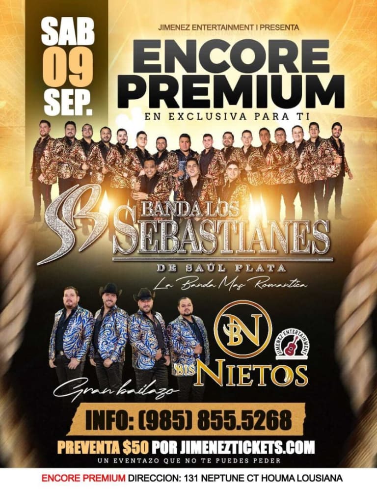 Event - BANDA LOS SEBASTIANES , BANDA NIETO EN VIVO !  - Houma, Louisiana - September 9, 2023 | concert tickets