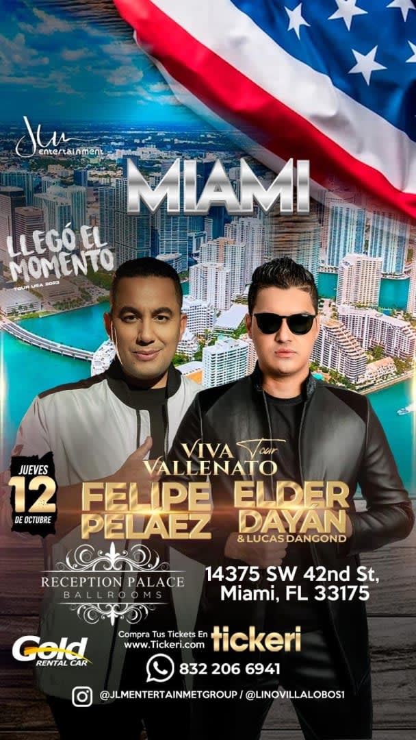 Event - Miami (Florida) - FELIPE PELÁEZ, ELDER DAYÁN DÍAZ ¡EN CONCIERTO!  - Miami, Florida - October 12, 2023 | concert tickets