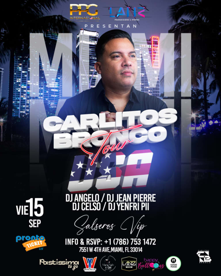 Event - CARLITOS BRONCO EN MIAMI “Tour Usa 2023” - Hialeah, Florida - September 15, 2023 | concert tickets