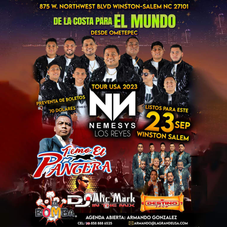 Event - NEMESYS LOS REYES , TEMO EL PANTERA , DESTINO SHOW EN VIVO ! - Winston-Salem, North Carolina - September 23, 2023 | concert tickets