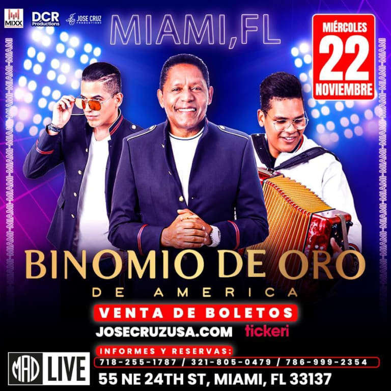 Event - MIAMI, FLORIDA. EL BINOMIO DE ORO DE AMERICA EN CONCIERTO EN MAD LIVE! - Miami, Florida - 22 de noviembre de 2023 | concert tickets
