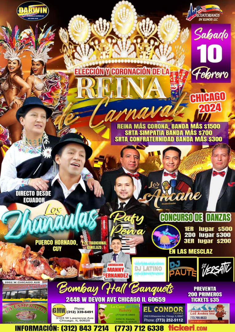 Event - ELECCION Y CORONACION DE LA REINA DEL CARNAVAL  - Chicago, Illinois - February 10, 2024 | concert tickets