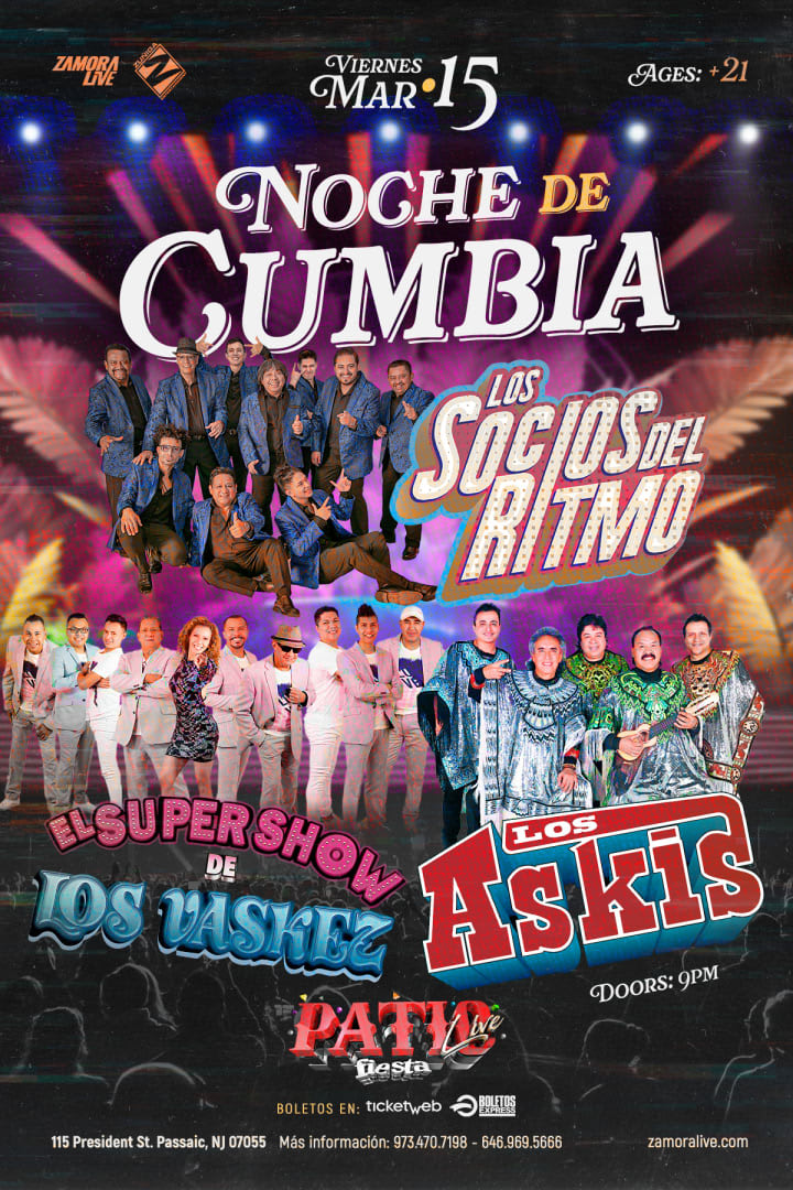Event - LOS SOCIOS DEL RITMO, LOS ASKIS, EL SUPER SHOW DE LOS VASQUEZ - Passaic, New Jersey - 15 de marzo de 2024 | concert tickets