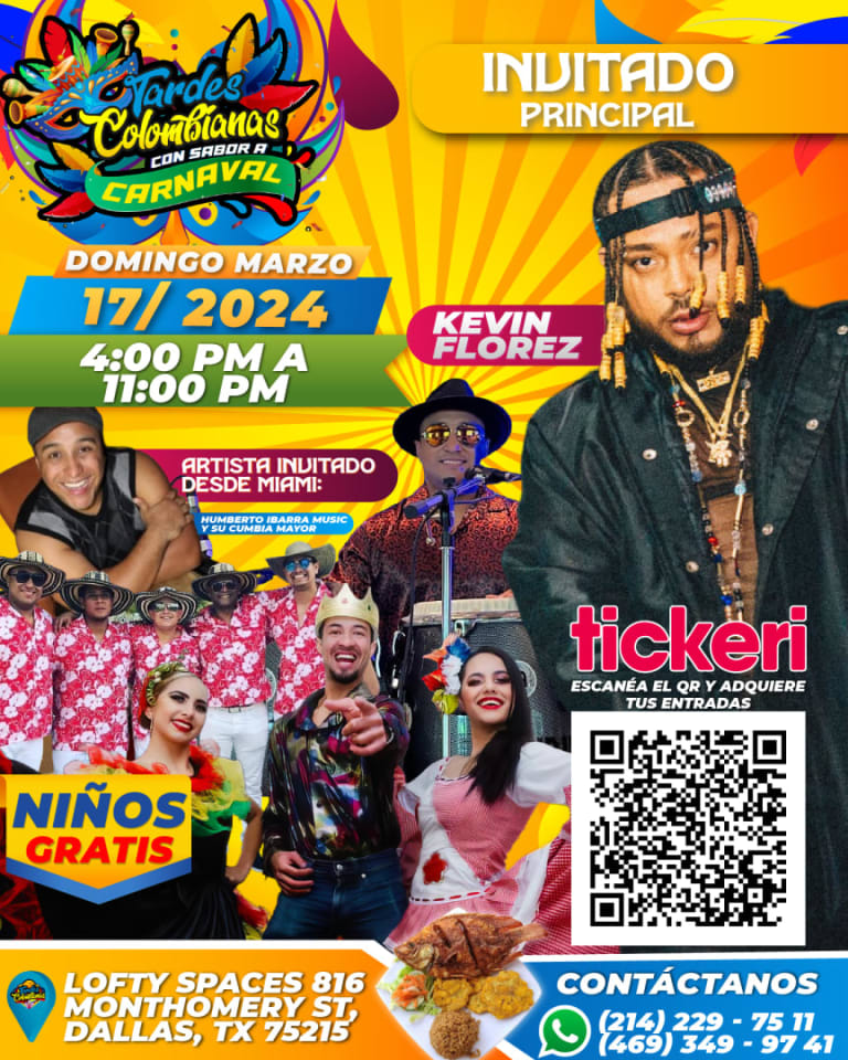 Event - Tardes Colombianas "Con Sabor a Carnaval 2024" - Dallas, Texas - March 17, 2024 | concert tickets