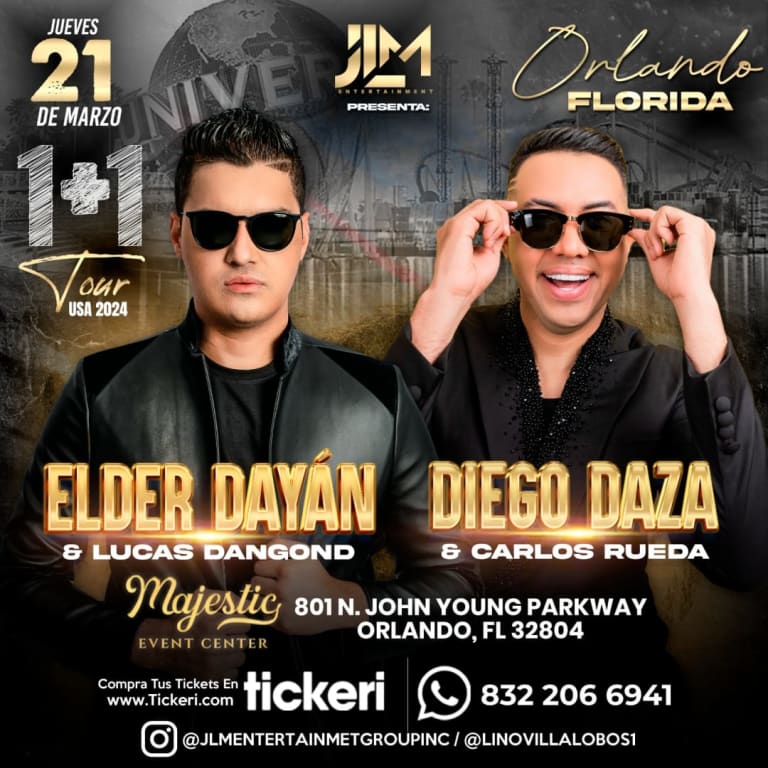 Event - ELDER DAYÁN DÍAZ + DIEGO DAZA ¡EN CONCIERTO! - Orlando (Florida) - Orlando, Florida - March 21, 2024 | concert tickets