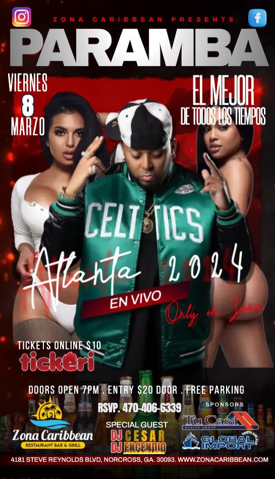 Event - PARAMBA EN VIVO EN ZONA CARIBBEAN - Norcross, Georgia - March 8, 2024 | concert tickets