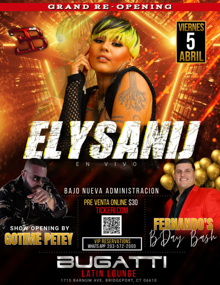 Event - ELYSANIJ LIVE @ BUGATTI LATIN LOUNGE - Bridgeport, Connecticut - April 5, 2024 | concert tickets
