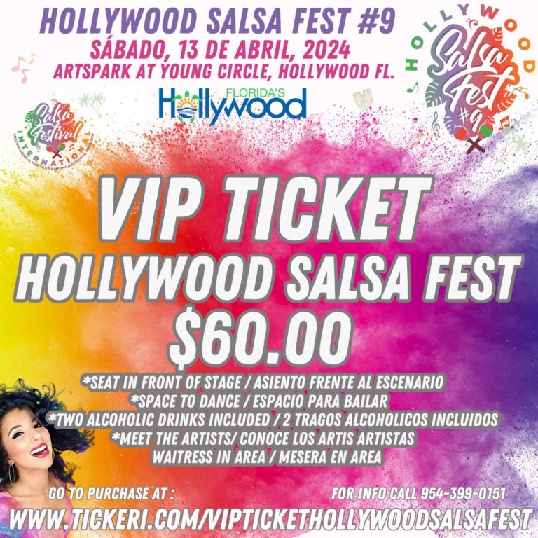 Event - VIP TICKET HOLLYWOOD SALSA FEST con Melina Almodovar, Chamaco Rivera y muchos más. - Hollywood, Florida - April 13, 2024 | concert tickets