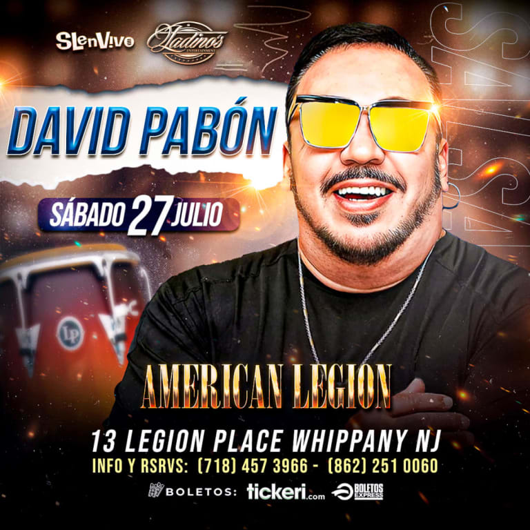 Event - DAVID PABON POR PRIMERA VEZ EN WHIPPANY, NJ!!!!! LA SALSA ROMANTICA EN WHIPPANY, NJ - Whippany, New Jersey - July 27, 2024 | concert tickets