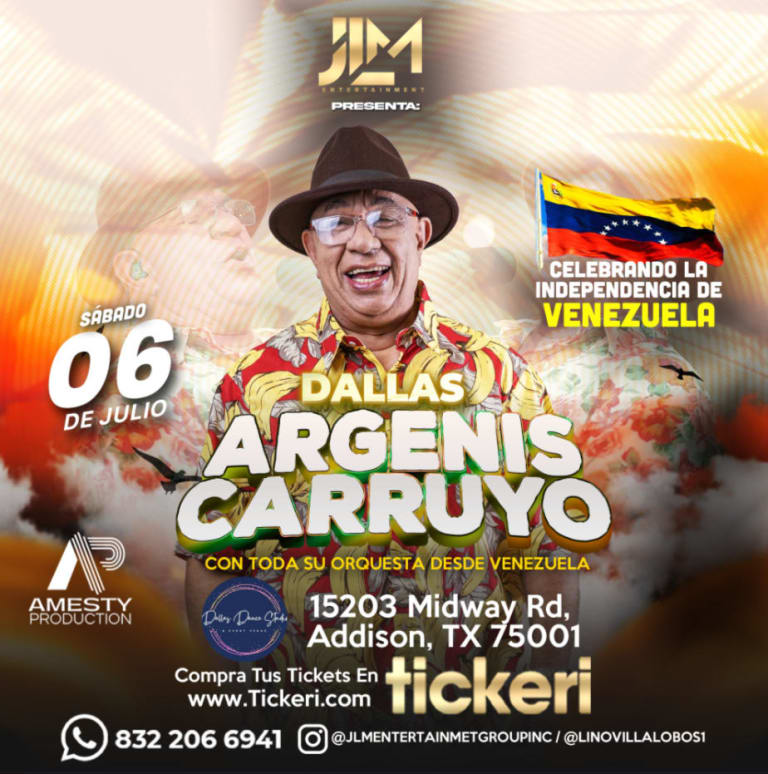 Event - ARGENIS CARRUYO " EL VOLCAN DE AMERICA " EN VIVO ! DALLAS  - Addison, Texas - July 6, 2024 | concert tickets
