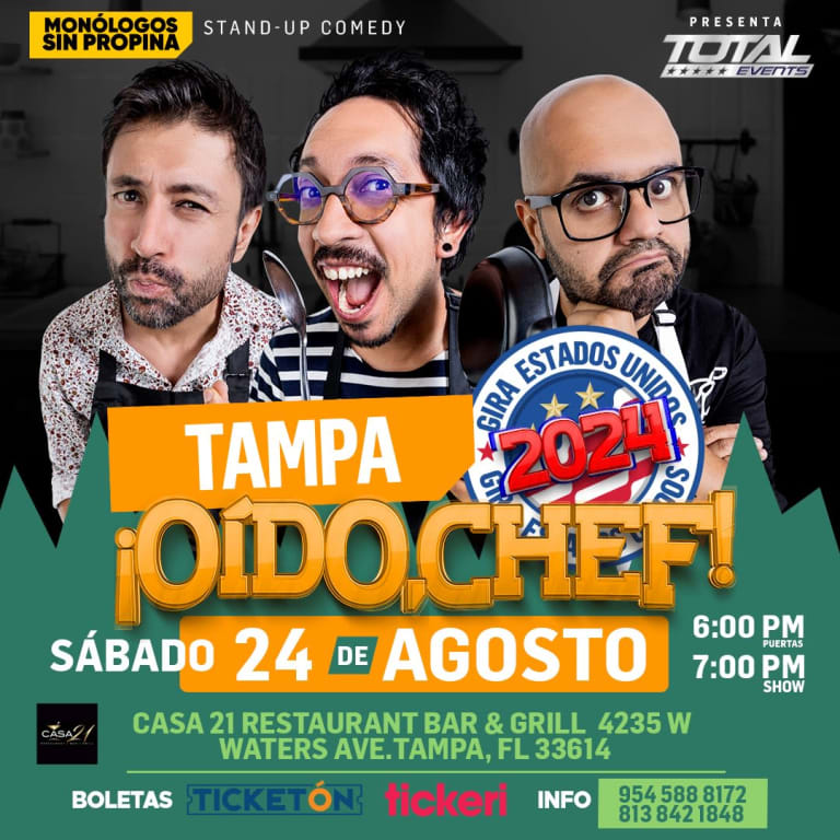 Event - MONOLOGOS SIN PROPINA ! OIDO , CHEF  - Tampa, Florida - August 24, 2024 | concert tickets