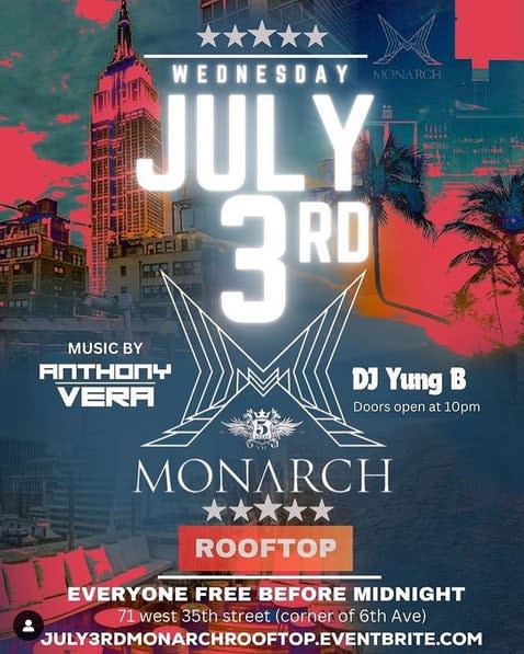 Event - Pre 4th of July Rooftop Party - New York, New York - July 3, 2024 | concert tickets