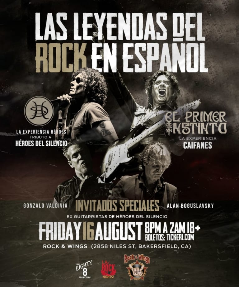 Event - HEROES DEL SILENCIO\\ CAIFANES ..Live Tribute Night!! - Bakersfield, California - 16 de agosto de 2024 | concert tickets