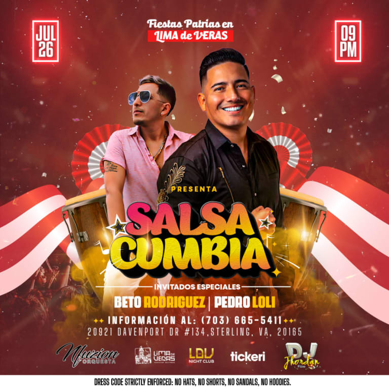 Event - Fiestas Patrias en Lima De Veras: Salsa y Cumbia - Sterling, Virginia - July 26, 2024 | concert tickets