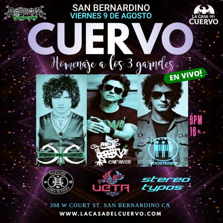 Event - HEROES DEL SILENCIO, CAIFANES, SODA STEREO TRIBUTOS EN VIVO EN SAN BERNARDINO  - San Bernardino, California - August 9, 2024 | concert tickets