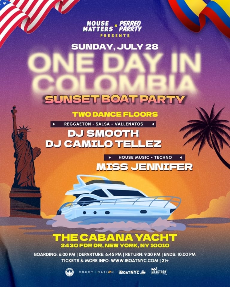 Event - One Day in Colombia Sunset Boat Party - House v Reggaeton & Latin Cruise - New York, New York - 28 de julio de 2024 | concert tickets