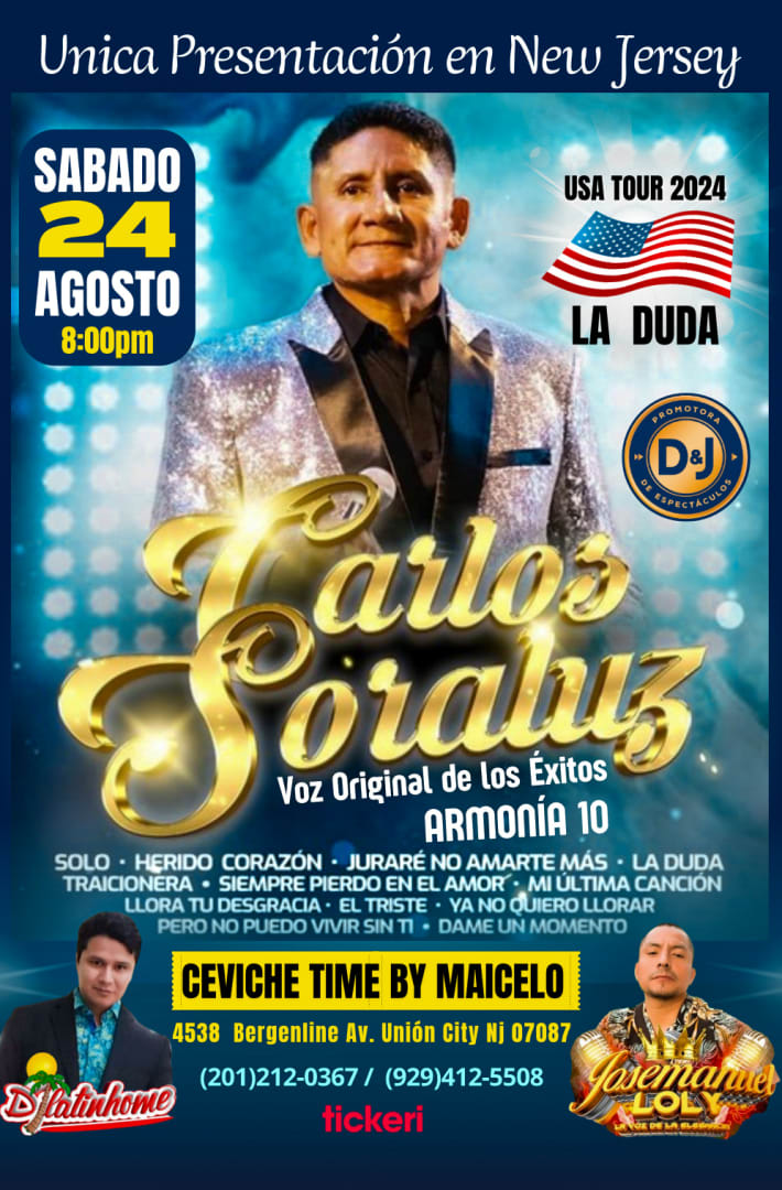 Event - CARLOS  SORALUZ  Y ORQUESTA  - Union City, New Jersey - August 24, 2024 | concert tickets