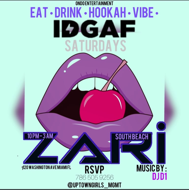 Event - “IDGAF” Saturdays at Zari Southbeach (say Chayanne at Door)  - Miami Beach, Florida - August 24, 2024 | concert tickets