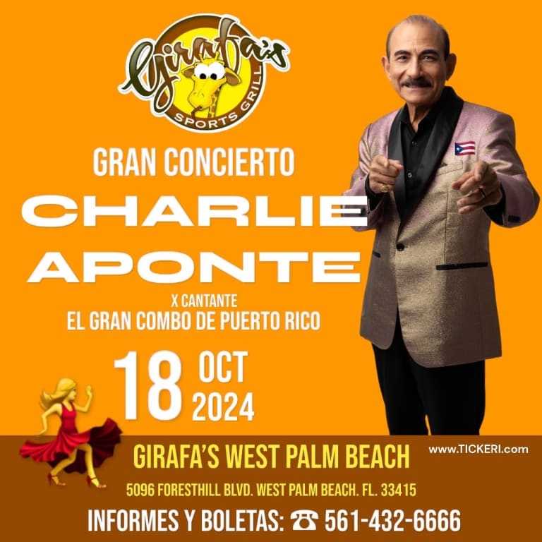 Event - CHARLIE APONTE en CONCIERTO en WEST PALM BEACH  - West Palm Beach, Florida - 18 de octubre de 2024 | concert tickets