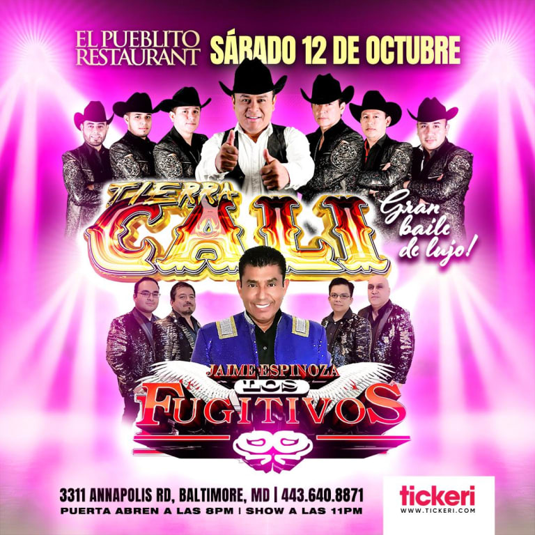 Event - TIERRA CALI Y LOS FUGITIVOS EN CONCIERTO!!! - Baltimore, Maryland - October 12, 2024 | concert tickets