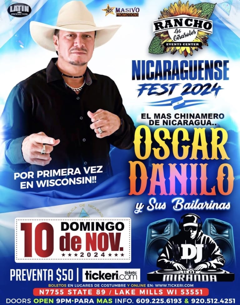 Event - Oscar Danilo, Nicaragua Fest 2024 - Lake Mills, Wisconsin - November 10, 2024 | concert tickets