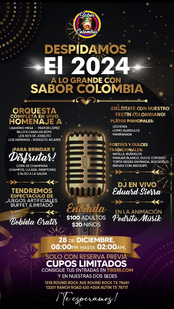 Event - DESPEDIMOS EL 2024 A LO GRANDE SABOR COLOMBIA - Round Rock, Texas - December 28, 2024 | concert tickets