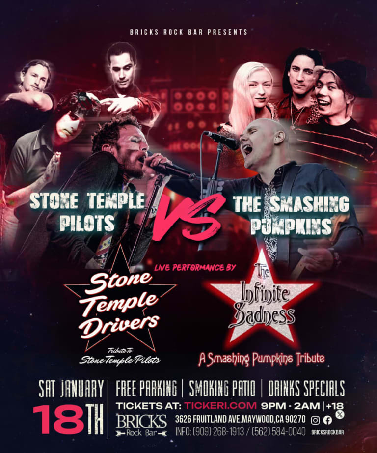 Event - STONE TEMPLE PILOTS VS THE SMASHING PUMPKINS (LIVE ON STAGE: STONE TEMPLE DRIVERS & THE INFINITE SADNESS) - Maywood, California - January 18, 2025 | concert tickets